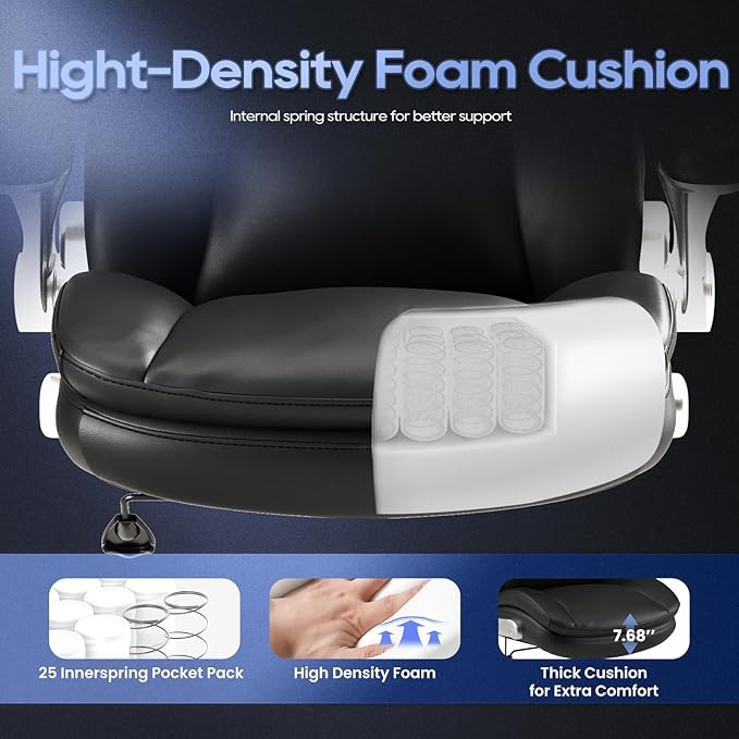 MALOL Office Chair Big and Tall- High Back Executive Office Chair- Ergonomic Home Computer Desk Chair with Padded Flip-up Arms, Adjustable Lumbar Support, Wide & Thick Seat for Adult-Black, Set of 2