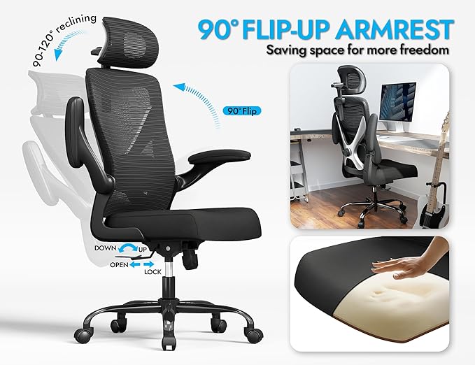 Ergonomic Office Chair - X-Shaped Computer Desk Chair Comfy, Gaming Chair, Office Chair with Lumbar Support, Mesh Office Chairs with Headrests, Desk Chair for Long Hours, Black Silver, Pack of 6