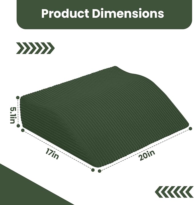 idee-home Recliner Leg Rest Cushion, Recliner Footrest Extender Pillow with Removable Corduroy Cover, Multi Purpose Ergonomic Foot Pillow Back & Lumbar Support Cushion for Bed Sofa Couch, Green