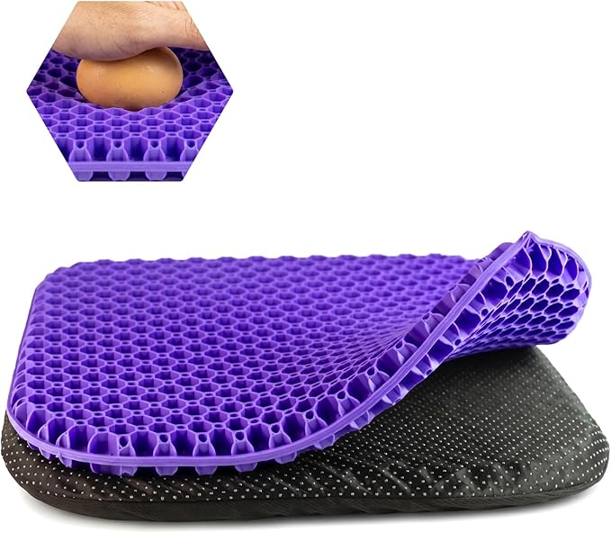 Shouken Large Gel Seat Cushion for Long Sitting - 18 x 17 Inches, with Non-Slip Cover, Soft & Breathable, Gel Chair Cushion for Wheelchair, Car, Desk, Home, Office Chair, Hip Pain Relief