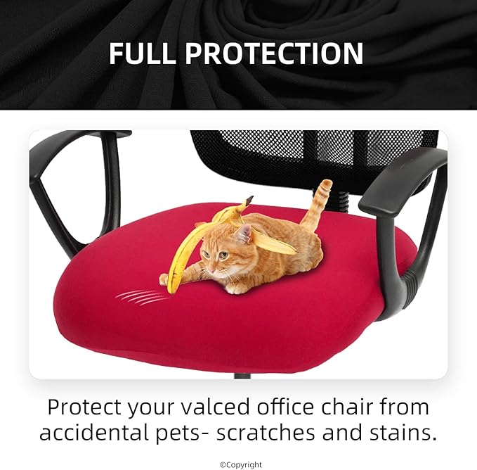 DIVA EN CAMINO DEC Stretchable Desk Office Chair Seat Cushion Covers - Universal Spandex Computer Chair Slipcover - Anti-Scratch Dogs, Cats, Pets Removable Washable Cushion Protectors (Red)