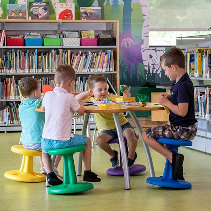 KORE Design Wobble Stool Chair, Girls + Boys Kid Desk Stools, Ergonomic Small Office Chairs, Flexible Seating for Active Child, ADD/ADHD, Classroom, School, Home, Kids (14in), Age 6-7 yrs, Purple