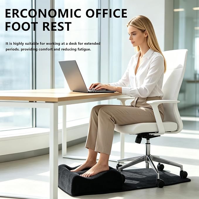 Foot Rest for Under Desk at Work. Multifunctional 3-Tier Foot Stool Office Desk Accessories, Soft Ergonomic Footrest,Support Foot Pillow,Heel Chair,Leg Elevation Pillow (Black, One Size)