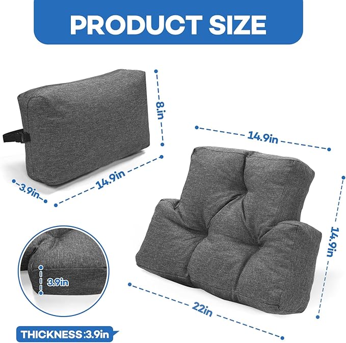JZHLLA Recliner Neck and Lumbar Support, Shredded Foam Filling Back Rest Cushion with Adjustable Headrest for Pain Relief Lumbar Support Pillow for Recliner Office Chairs Sofa Couch