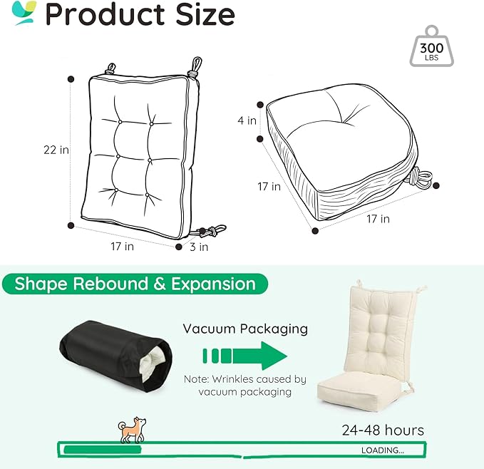 Rocking Chair Cushion - Non-Slip Thick Rocking Chair Pad Indoor with Ties High-Back Rocker Cushion Set for Porches Balconies Nurseries & Living Rooms