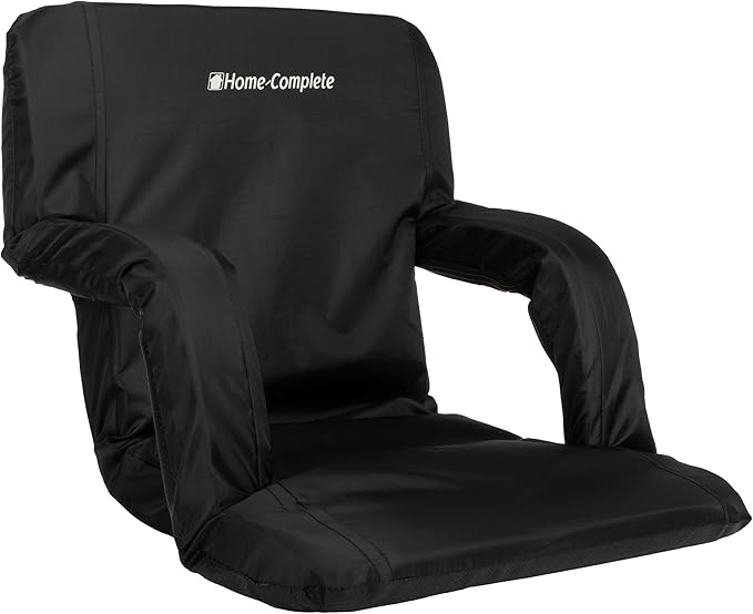 Home-Complete Stadium Seats - Bleacher Cushion with Padded Back Support and Armrests - 6 Reclining Positions Folding Stadium Chair with Carry Straps for Sports, Concerts, Camping, or Beach