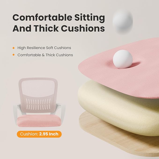 Sweetcrispy Home Office Managerial Executive Chair, Ergonomic Mesh Adjustable Swivel Mid-Back Computer Desk Chair with Comfortable Lumbar Support, Comfy Arms for Bedroom,Study