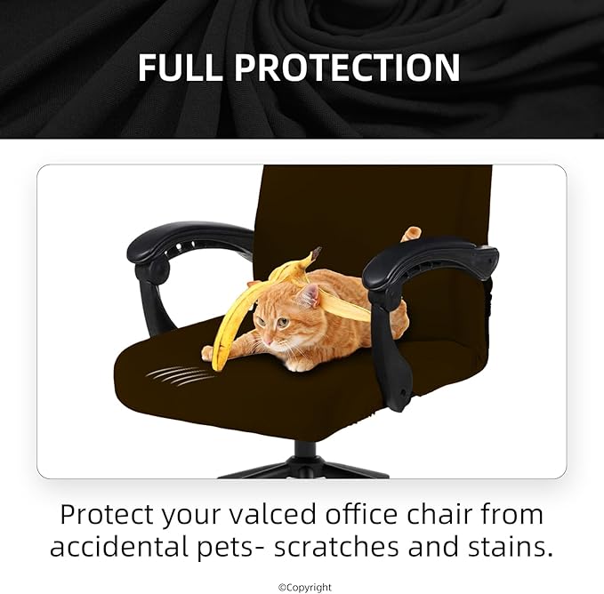 DIVA EN CAMINO DEC Stretchable Office Chair Cover with Durable Zipper, Soft Slipcover for Computer Desk Chair, Brown
