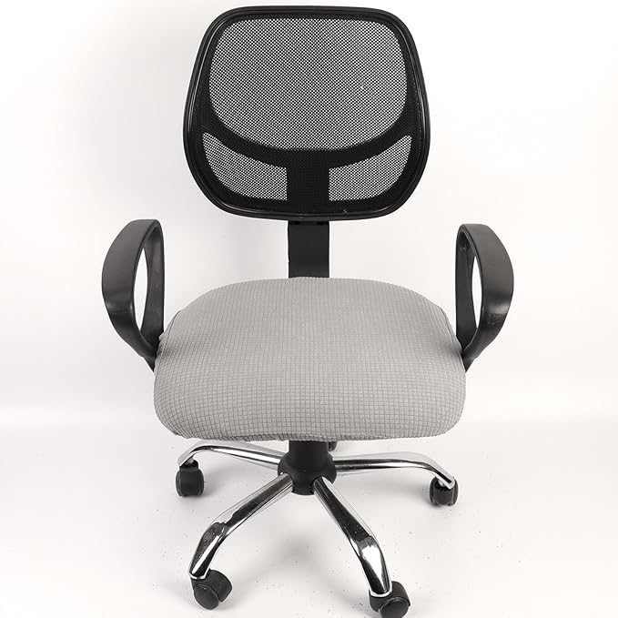 Melaluxe Stretch Jacquard Office Chair Cover, Removable Washable Desk Chair Cover Rotating Chair Seat Slipcover, Light Gray