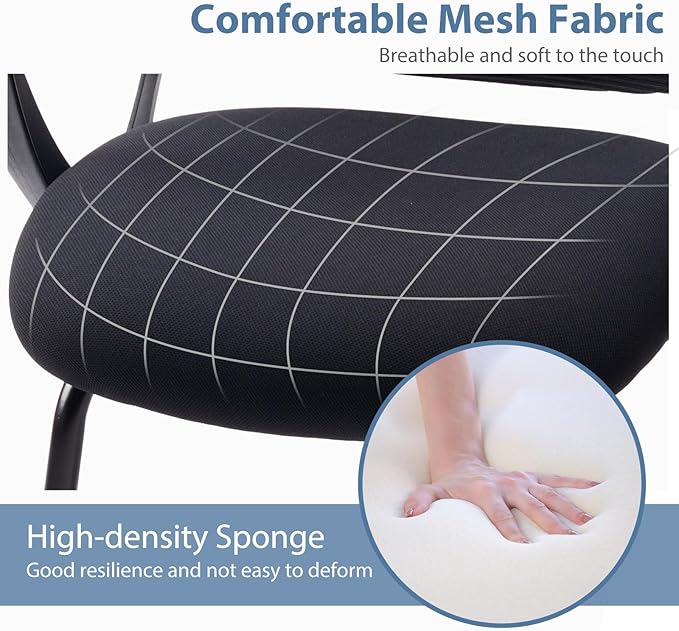 Yapamar Office Desk Chair No Wheels, Ergonomic Executive Sled Base Mesh Computer Chairs with Comfy Arms and Lumbar Support for Home Conference Room Bedroom - 2 Pack