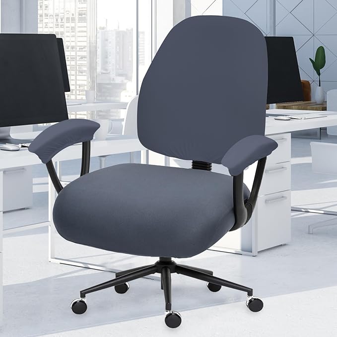 Stretchable Desk Office Chair Seat Covers - Universal Spandex Computer Chair Slipcover - Removable Washable Rotating Backrest Coverings & Cushion Protectors & Armrest Covers for Dogs, Cats, Pets