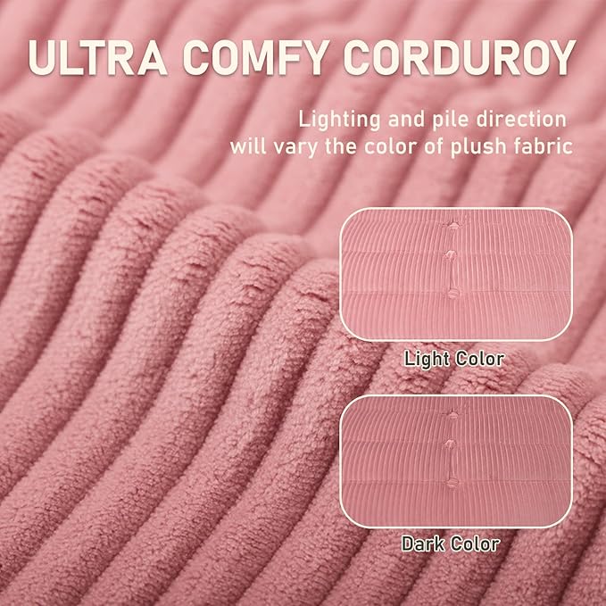 Trenda Bean Bag Chairs for Adults - Comfy High-Density Foam Fireside Chair, Adult Size, Soft Corduroy Cover Beanbag Couch, Versatile for Living Room, Bedroom, Dorm, Reading & Gaming (Pink)