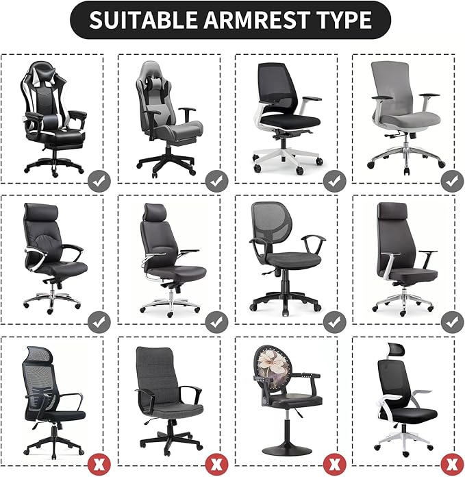 FORCHEER Office Chair Armrest Covers Stretchable Water Resistant Spandex Stretch Jacquard Elastic Band Computer Office Chair Arm Pad Covers Chair Slipcover for Desk Chairs Arm 2P-Navy Blue
