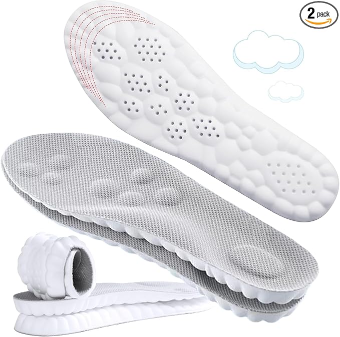 4D Cloud-Like Comfort Soles for Women - Soft Memory Foam Cushioning Insoles - Trim to Fit Steppers Insoles with Arch Support for Foot Pain Relief and Fatigue Reduction(US W 6.5-9)