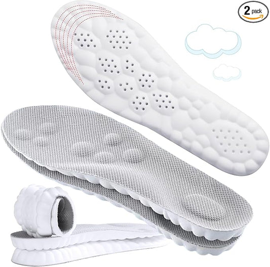 4D Cloud-Like Comfort Soles for Women - Soft Memory Foam Cushioning Insoles - Trim to Fit Steppers Insoles with Arch Support for Foot Pain Relief and Fatigue Reduction(US W 6.5-9)