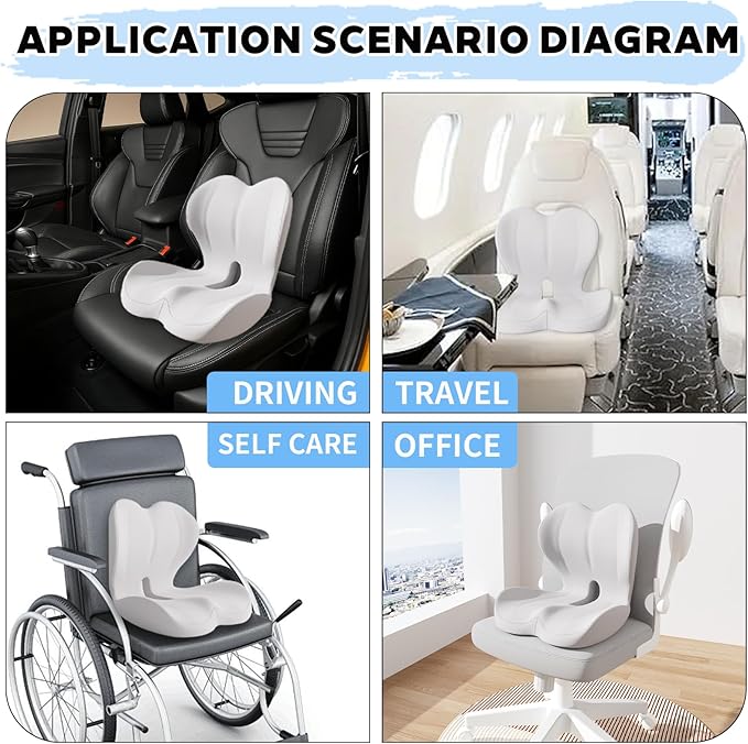 Lumbar Support Cushion for Office Chair, Ergonomic Memory Foam Back Support Pillow for Car Seat, Height-Extended Lower Back Cushion with Breathable Cover, Pain Relief for Office, Driving, Wheelchair