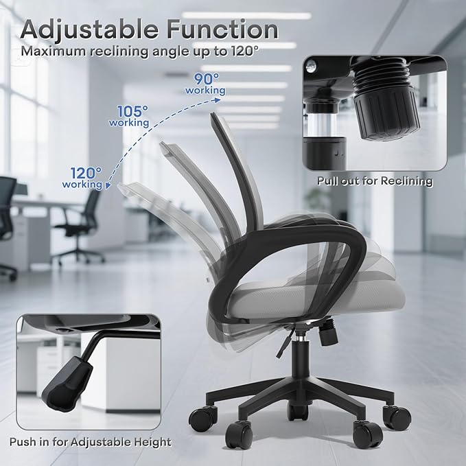 Ergonomic Office Chair 2P - 330Lbs, Breathable Mesh Computer Desk Chair with Lumbar Support & Armrest, Rolling Swivel Adjustable Tilt Lock for Home Office/Gaming, Bedroom Study
