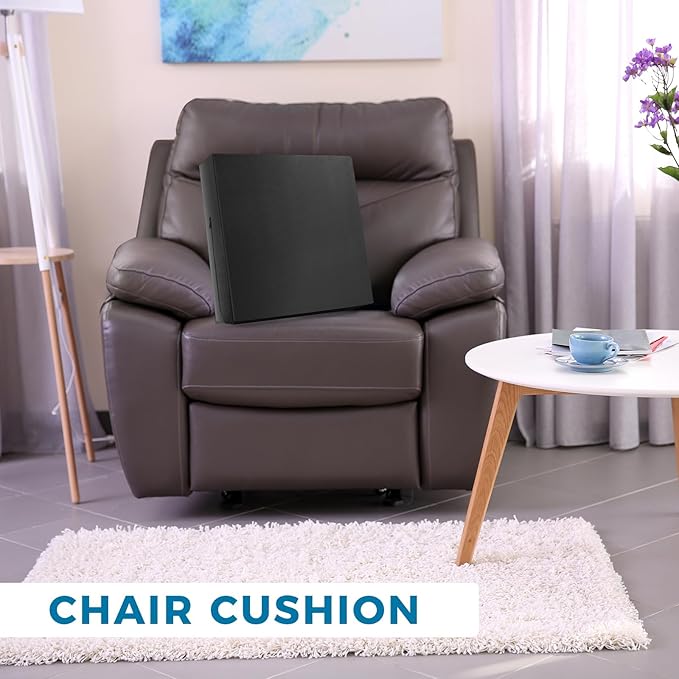 Menkxi 20 x 20 x 5 Inch Recliner Cushions for Elderly, Thicken Memory Foam Seat Cushion, Square Chair Cushions Non Slip Pads for Recliners, Armchairs, Relief and Comfort(Black)