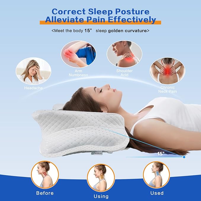 Pain Relief Cervical Pillow for Neck Support, Adjustable Ergonomic Pillow Cozy Sleeping, Odorless Orthopedic Memory Foam Pillow, Contour Bed Pillow for Side Back Stomach Sleeper