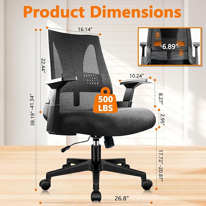 CLATINA 500lbs Big and Tall Office Chair Heavy Duty Mesh Ergonomic Computer Chairs with Adjustable Lumbar Support and Wide Comfy Seat for Home Office Conference Heavy People, Black, 14 Pack