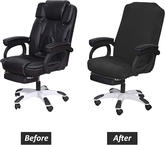 SARAFLORA Office Chair Cover- Medium, Black- Removable Computer Chair Cover for Office Chair with Zipper for Universal Rotating Chair Desk Chair Cover High Back Chair Seat Washable Protector for Pets