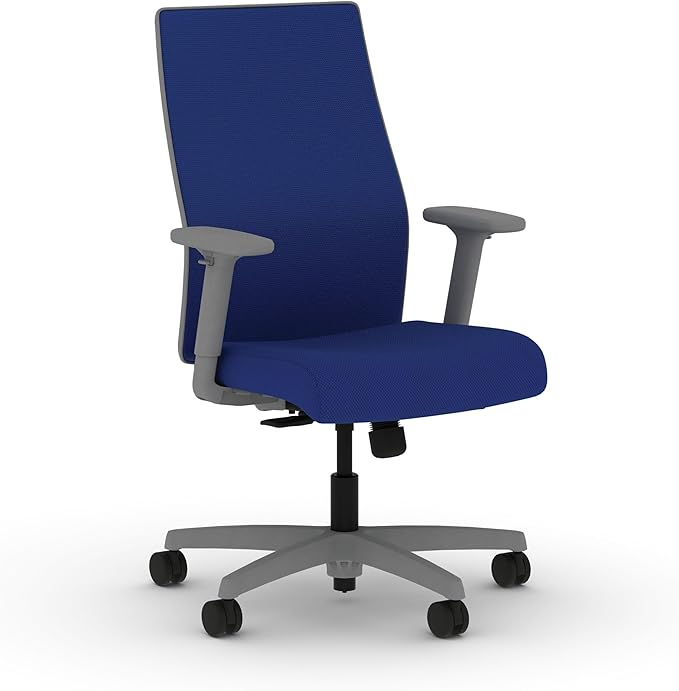 HON Ignition 2.0 Mid Back Task Chair, Spectrum Mesh, Standard Synchro-Tilt Control, Office Chair with Lumbar Support, Height and Width Adjustable Arms, Titanium Frame, Cobalt