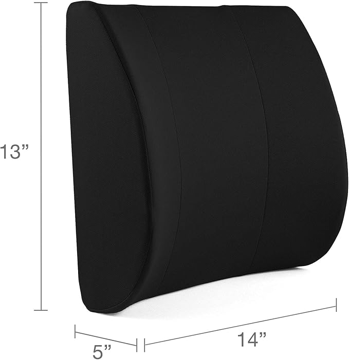 DMI Lumbar Support Pillow for Chair to Assist with Back Support with Removable Washable Cover to Ease Lower Back Pain While Improving Posture, 14 x 13 x 5, Contoured Foam, Standard, Black (Pack of 5)