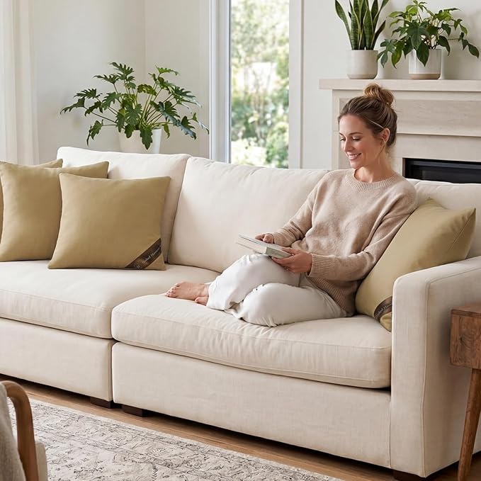 20x20 Pillow Inserts Set of 2 - Shredded Memory Foam with 3-Layer Hybrid Construction - Supportive 20 Inch Pillow Insert for Couch Throw Pillows, Never Goes Flat Down-Like Softness Brown