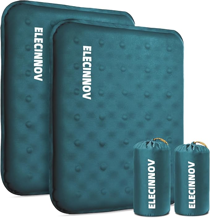 Inflatable Seat Cushion, 2 Pack Self Inflating Memory Foam Portable Stadium Seat Cushions for Bleachers Lightweight Camping Comfort Airplane Cushion for Long Flights Outdoor Events (2 Pack Blue)