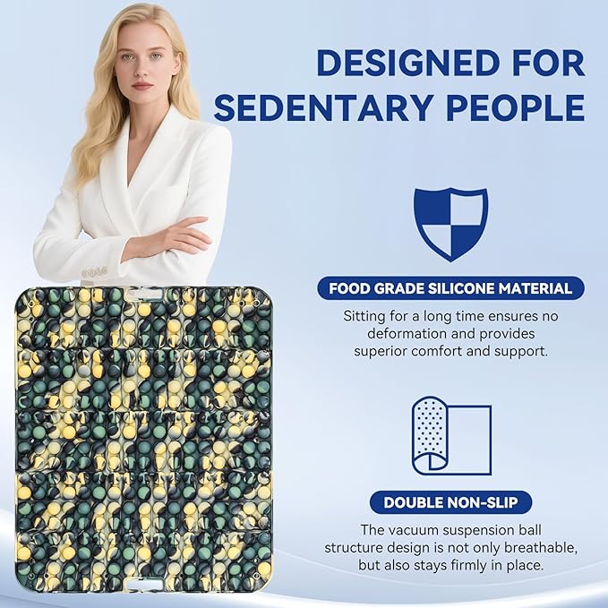 Seat Cushion for Long Sitting Hours on Office & Home Chair, with 3D Non-Slip for Office Chair Cushions, Car Seats, Airplane Seat, Wheelchair, Desk Chair,Cushion Lab, Long Trips (Green)