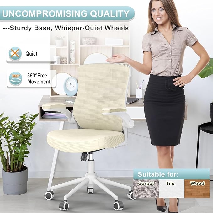 CYKOV Office Chair, High Back Desk Chair Adjustable Height and Ergonomic Design Home Office Computer Chair Executive Lumbar Support Padded Flip-up Armrest Swivel Task Chair