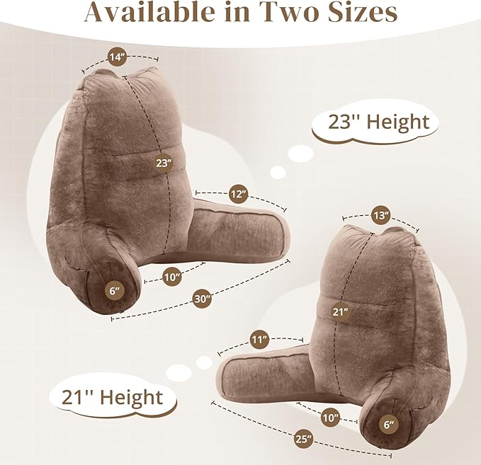 Sasttie Reading Pillow, Pillows for Reading or Relaxing – Ergonomic Support for Head, Neck, Back, and Lumbar, 23-Inch, Khaki