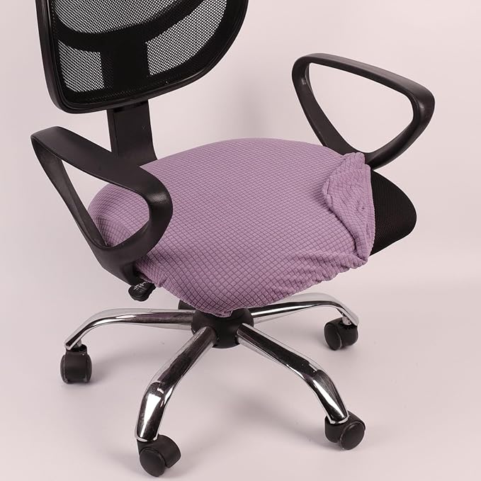 Melaluxe Stretch Jacquard Office Chair Cover, Removable Washable Desk Chair Cover Rotating Chair Seat Slipcover, Purple