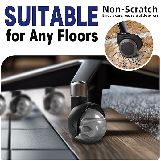 Office Chair Wheels for Carpet Set of 5 Replacement for Office Chairs Mat Safe for All Floors Including Hardwood 2 Inch Rubber Replacement Smooth & Silent Universal Size (11x22 mm) Grey