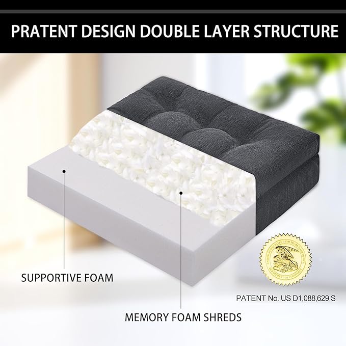 Recliner Cushions for Elderly with Lumbar Support, Patent Design 20x20x5 Inch Thick Chair Cushion Soft Tufted Dual Layer Booster Seat Cushions for Seniors Recliner Risers Gray 1 Set