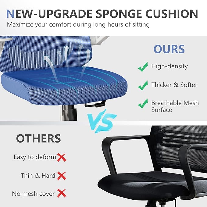 balmstar Ergonomic Office Chair Desk Chair - Mesh Computer Chair with 360° Swivel Wheels, Adjustable 90-130° Recline & Lumbar Support for Home Office, Supports up to 350lbs
