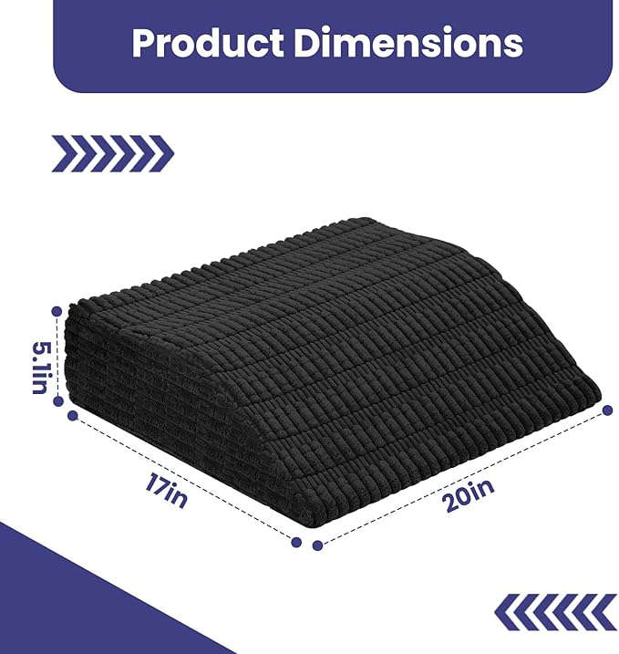 idee-home Recliner Leg Rest Cushion, Recliner Footrest Extender Pillow with Removable Corduroy Cover, Multi Purpose Ergonomic Foot Pillow Back & Lumbar Support Cushion for Bed Sofa Couch, Black