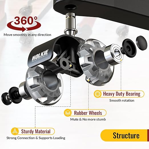 HOLKIE Office Chair Wheels 10x22mm 1KEA ONLY Casters 2 Inch Replacement, Grey Dual Rubber Smooth & Quiet Rolling Casters Wheels-Set of 5 for Hardwood Floors & Carpet Computer Gaming Desk Chair Wheels