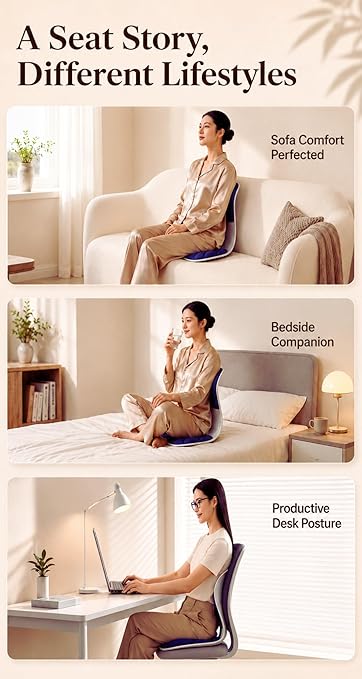 Ergonomic Lumbar Support Cushion for Back Support & Pain Relief | 6-Zone Pressure Distribution Posture Corrector for Office Chair, Car Seat, Desk, etc. | Great Mother’s Day Gift (Navy Blue)