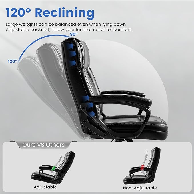 WAYTRIM Office Chair Home Office Desk Chair Comfy High Back Swivel Computer Chair Leather Managerial Executive Rolling Chair with Lumbar Support, Adjustable Height