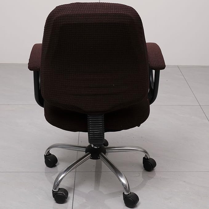 Melaluxe Office Chair Cover with Armrest Covers， Universal Stretch Desk Chair Cover, Computer Chair Slipcovers - Dark Coffee