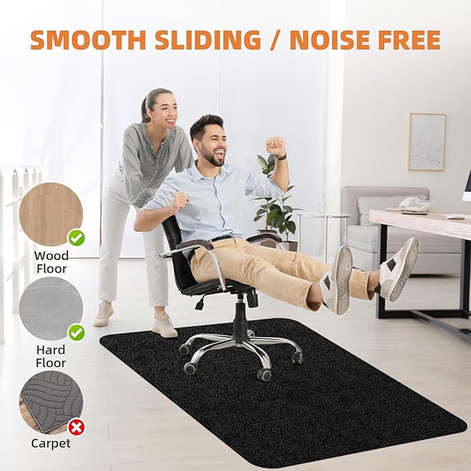 Office Chair Mat for Hardwood and Tile Floor, Computer Chair Mat, Non-Slip Floor Protector, Under Desk Mat for Rolling Chair, Slate Black(48"x36")