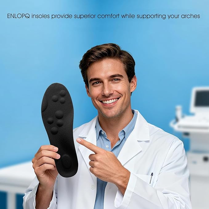 4D Cloud-Like Comfort Soles for Men - Soft Memory Foam Cushioning Insoles - Trim to Fit Steppers Insoles with Arch Support for Foot Pain Relief and Fatigue Reduction (Black, US M 9-12.5)