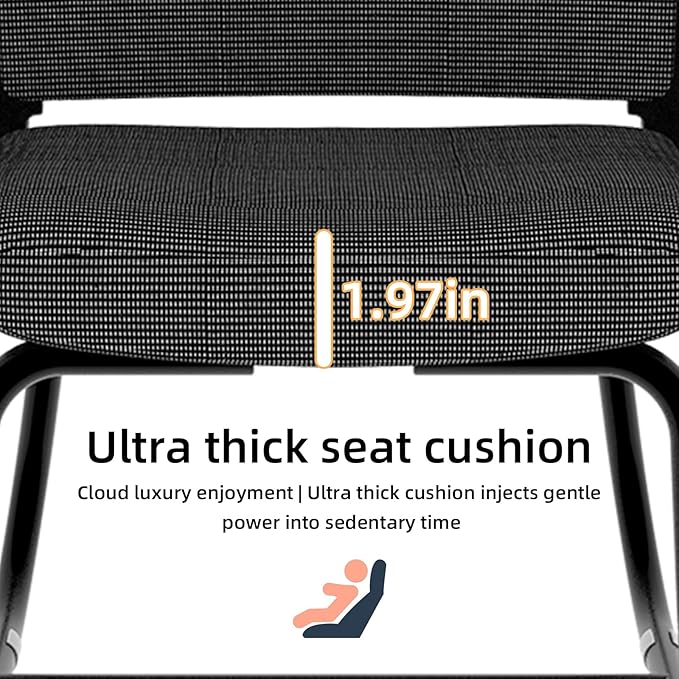 Minimalist Modern Office Chair with Metal Frame – Breathable Mesh Backrest, Ergonomic Support, Comfortable Seat Cushion for Home & Office Use (Black)