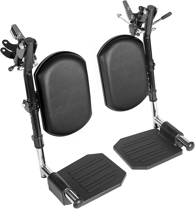 Universal Wheelchair Footrest with Comfort Foam Cushion - Adjustable Lift & Extendable Anti-Slip Foot Plate, Foldable Quick Release for Transport Chairs (Black 1 Pair) LK3JELR T94 Models Compatible