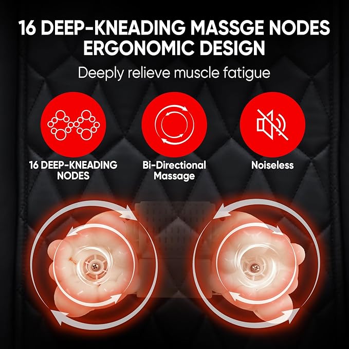 16 Nodes Kneading Massage Office Chair with Foot Rest,450lbs Shiatsu Massage Reclining Office Chairs,Home Office Desk Chair for Heavy People,Ergonomic Desk Chairs with Extra Cushion Pillow(Black)