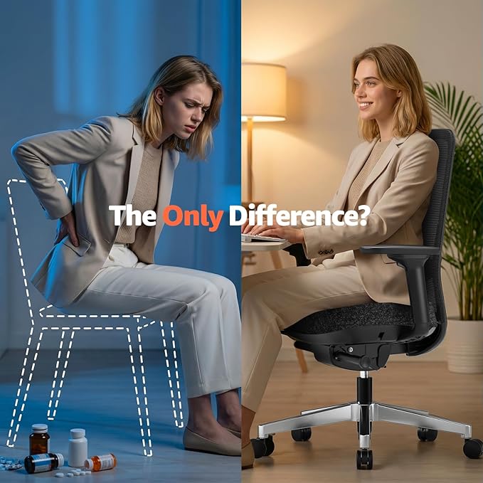 ErgoSift M2 Ergonomic Office Chair - High-Back Mesh Desk Chair with Adjustable Lumbar Support 4D Armrests for Long Hours Sitting Black