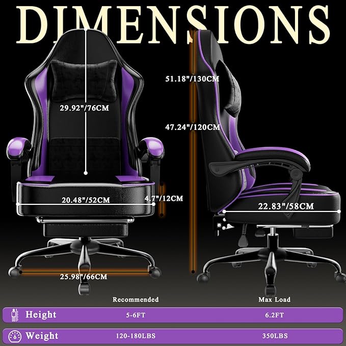 Gaming Chair with Pocket Spring Cushion and Footrest, Ergonomic Computer Chair for Adults, Breathable PU Leather Game Chair