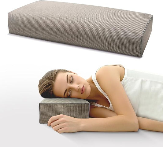 Adjustable Buckwheat Hull Pillow for Neck Pain Relief (21x8x4) Natural Cooling Cervical Support Camping Pillow for Side & Back Sleepers with Night Sweats (Coffee)