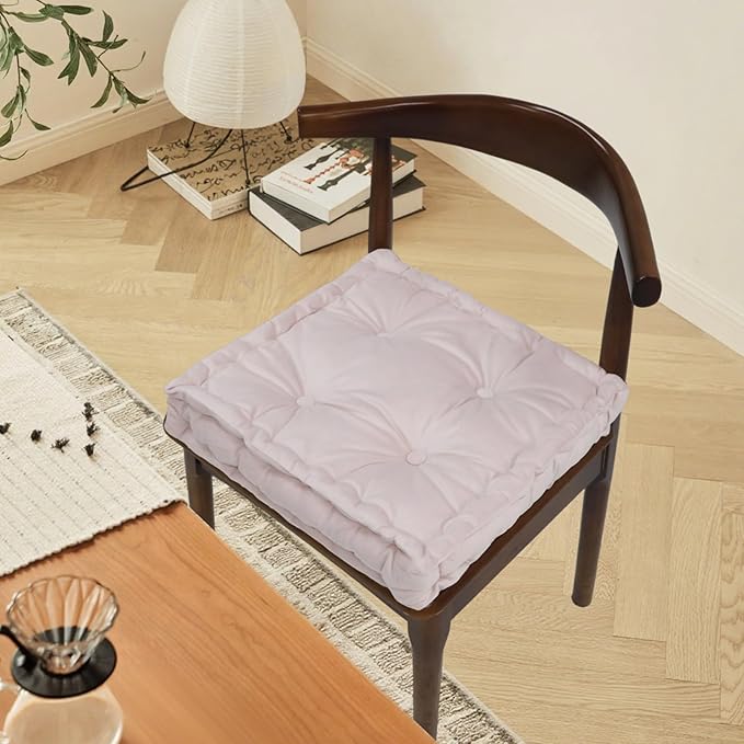 vctops Chair Cushion for Dining Chair, Soft Velvet Square Seat Cushion with Ties Cozy Indoor Chair Pad Cushion for Office Kitchen Dining Room (Pink,16"x16")